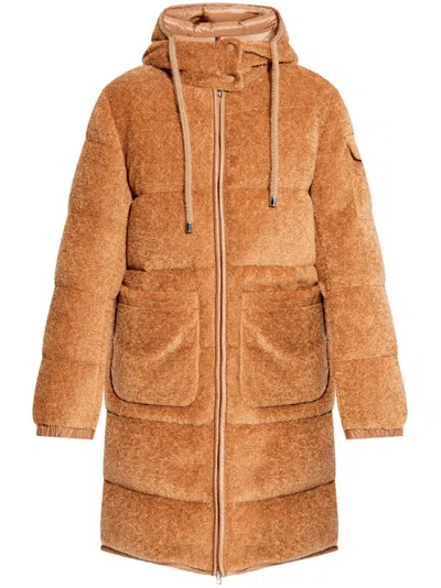 Moncler Belcastel Teddy Coat In Brown