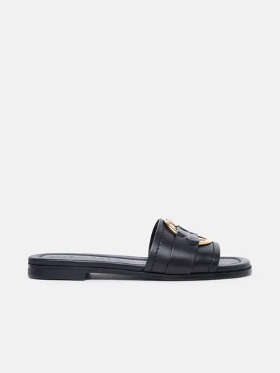 Moncler 'bell' Black Leather Slippers