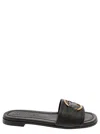 Moncler 'bell' Black Slide With Heel In Leather Woman In Multicolor
