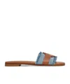 Moncler Bell Denim Slides In Blue