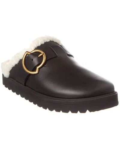 MONCLER MONCLER BELL LEATHER & SHEARLING MULE