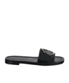 Moncler Black Leather Bell Slippers In Black