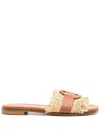 Moncler Bell Leather Slides In Open Brown