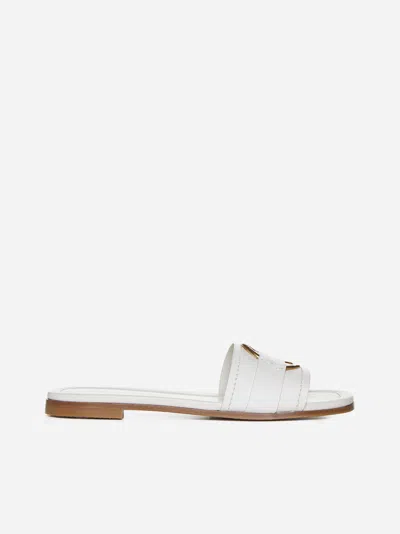 MONCLER BELL LEATHER SLIDES