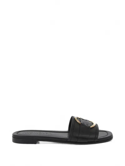 Moncler Bell Logo-engraved Detail Sandals In Black
