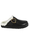 Moncler Bell Mules With Faux Shearling Lining In Black