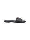 Moncler Black Leather Bell Slippers In Black  