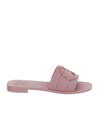 Moncler Bell Slip-on Sliders In Pink