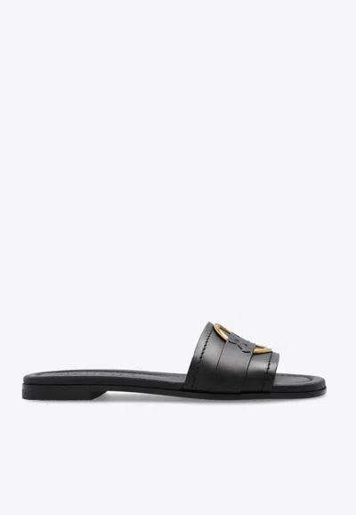 MONCLER BELL SMOOTH LEATHER FLAT SANDALS