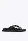 Moncler Bell Smooth Leather Slides In Black