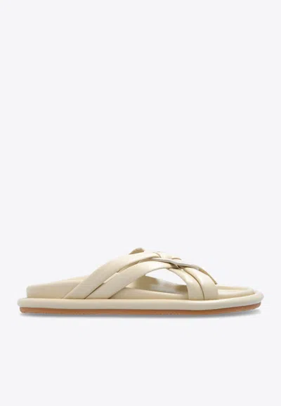 MONCLER BELL SMOOTH LEATHER SLIDES