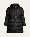 Moncler Bellevue Long Belted Puffer Coat In Black