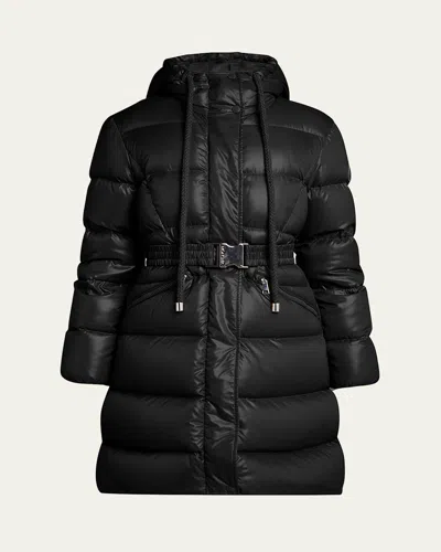 MONCLER BELLEVUE LONG BELTED PUFFER COAT