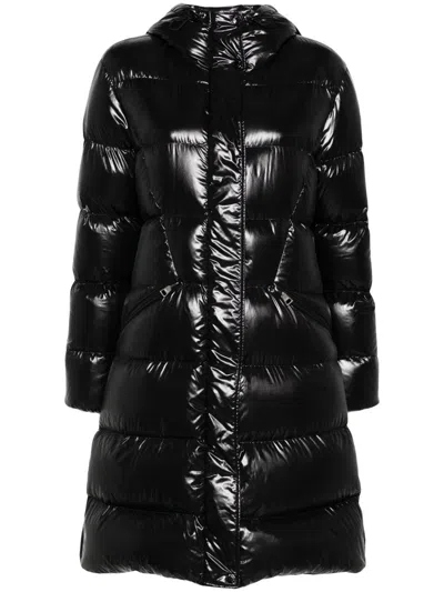 Moncler Bellevue Long Down Jacket In Black