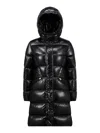 Moncler Bellevue Long Belted Puffer Coat In Black