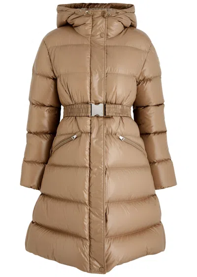 Moncler Bellevue Quilted Nylon Coat In Beige