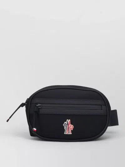 Moncler Belt Bag Adjustable Strap Front Zip Pocket In Black
