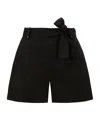 Moncler Belted Gabardine Shorts In Black