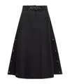 Moncler Belted Button-fastening Midi Skirt In Black