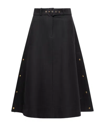 MONCLER MONCLER LOGO PATCH A-LINE MIDI SKIRT