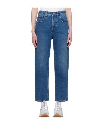 Moncler Belt Ring Denim Trousers In Blue
