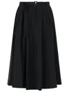 Moncler Flowing Black Maxi Skirt With Belted Waist In Black