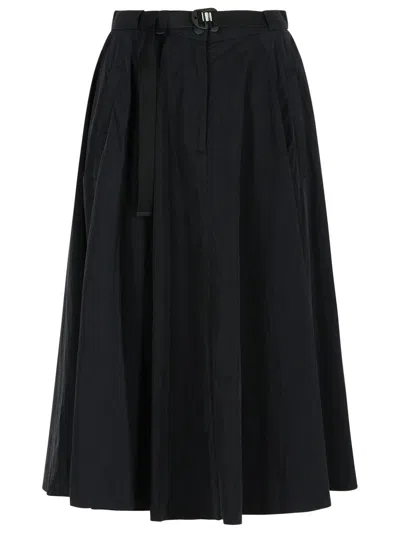 MONCLER BELTED A-LINE MIDI SKIRT