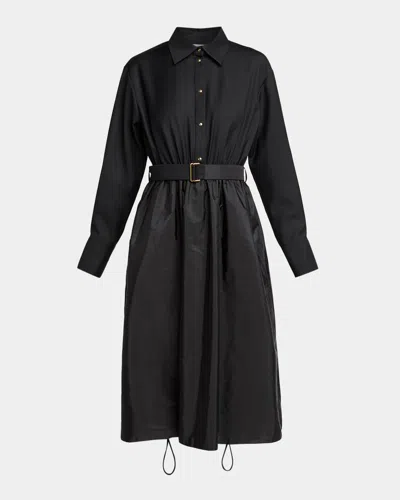 Moncler Belted A-line Shirtdress In Black