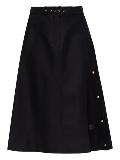 MONCLER BELTED BUTTON-FASTENING MIDI SKIRT