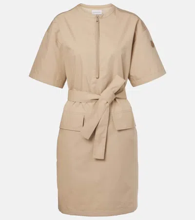 MONCLER BELTED COTTON-BLEND MINIDRESS