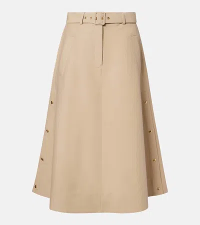 Moncler Belted Cotton Midi Skirt