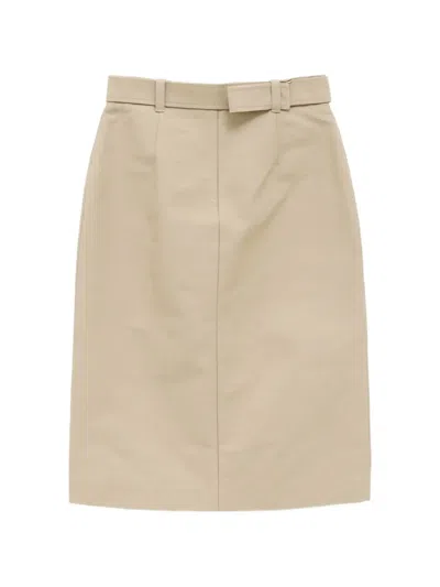 Moncler Belted Flap-pocket Midi Skirt In Neutral