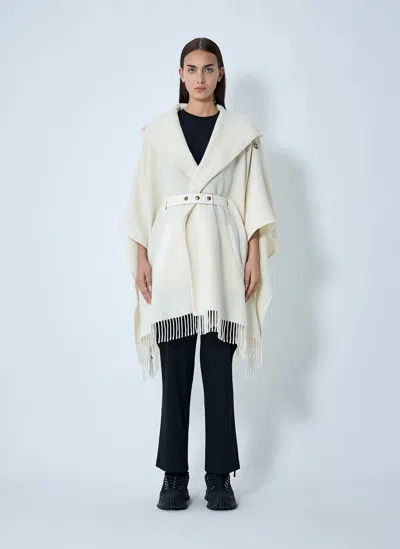 MONCLER BELTED FRINGE CAPE