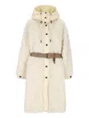 Moncler Grenoble Blavet Teddy Fleece Long Coat In Neutral