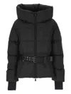 Moncler Belted Hooded Jacket In Black
