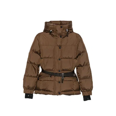Moncler Belted Hooded Jacket In Red