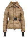 Moncler Polyamide Padded Jacket Adjustable Belt In Brown