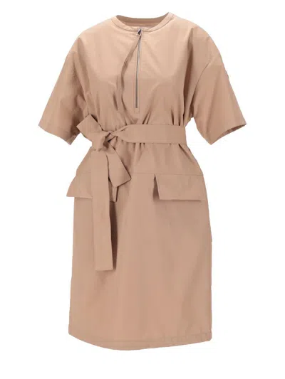 Moncler Beige Belted Midi Dress