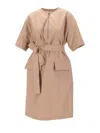 Moncler Belted Midi Dress In Sand