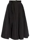 Moncler Flowing Black Maxi Skirt With Belted Waist In Black