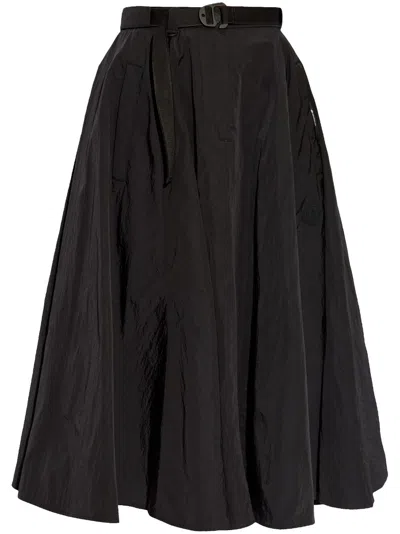 Moncler A-line Pleated Midi Skirt In Black