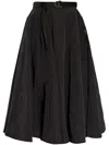 Moncler Flowing Black Maxi Skirt With Belted Waist In Black