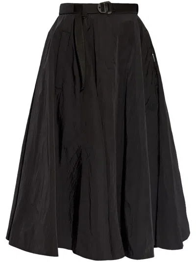Moncler Belted Midi Skirt In Black