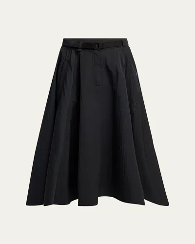 Moncler Belted Midi Skirt In Black