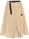 Moncler Logo Patch Belted Midi Skirt In Neutrals