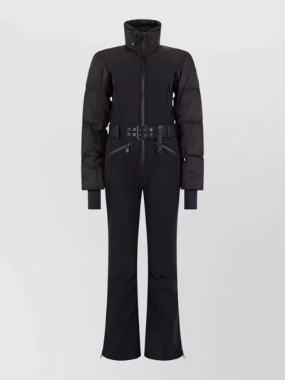 Moncler Belted Padded Suit High Collar Silhouette In Black