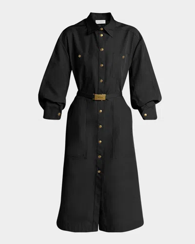 Moncler Belted Puff-sleeve Shirtdress