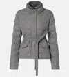 Moncler Women Bussettes Wool Blend Belted Short Down Jacket Grey In Gray