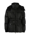 Moncler Belted Quilted Jacket In Black