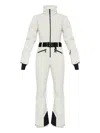 Moncler Tailored Suit With Belted Waist And Quilted Sleeves In White